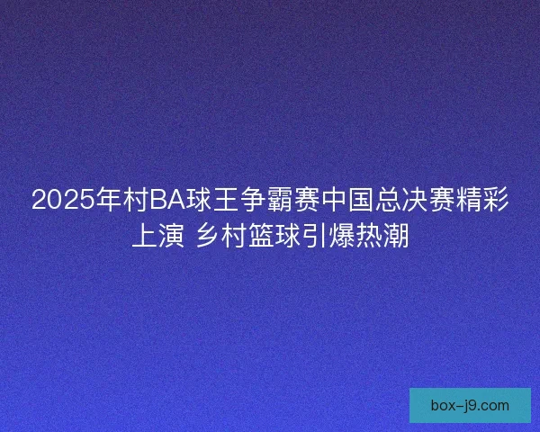 2025年村BA球王争霸赛中国总决赛精彩上演 乡村篮球引爆热潮